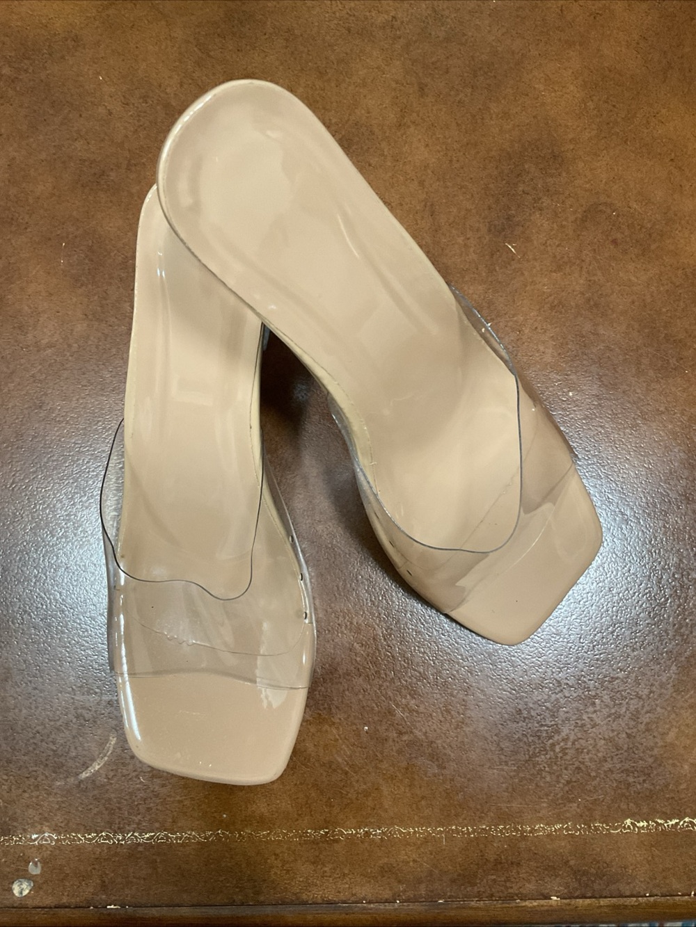 Nude Transparent 3”Slide Heels - Women's Fashion Sandals size 8M